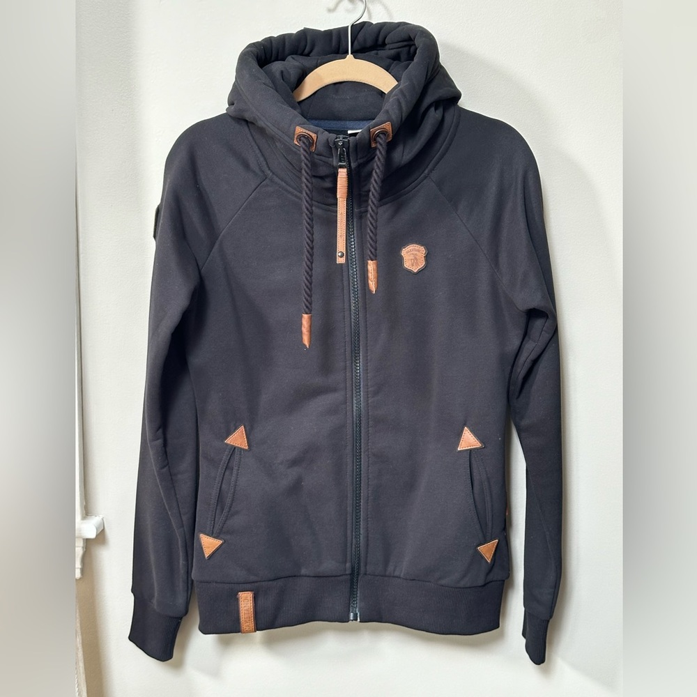 Naketano black front zip hoodie - size M
